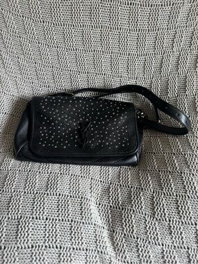 Saint Laurent Black Star-Embellished Leather Crossbody Bag
